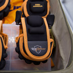 Black and orange baitcaster fishing reel protector case 
